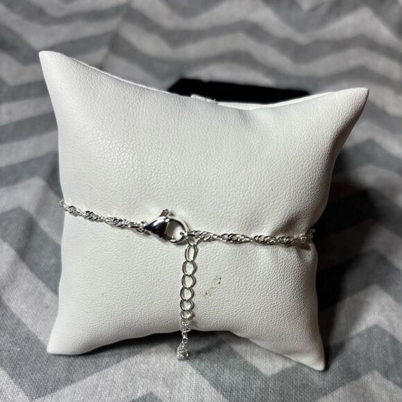 New! Silver Tone Dainty Bracelet Lobster Clasp & Extension - Picture 3 of 4